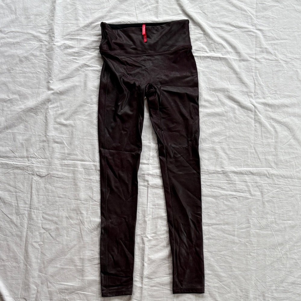 SPANX Faux Leather Leggings Wine Plum/Burgundy Women’s Small